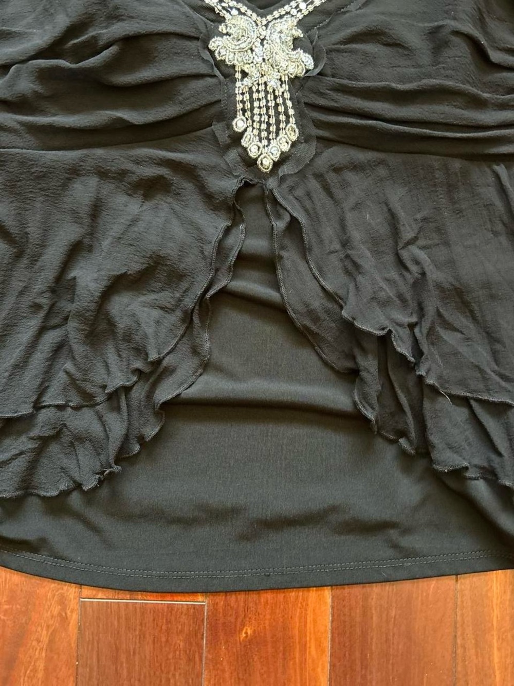 Vintage Arden B. Rhinestone Ruffle Top - Picture 5 of 7